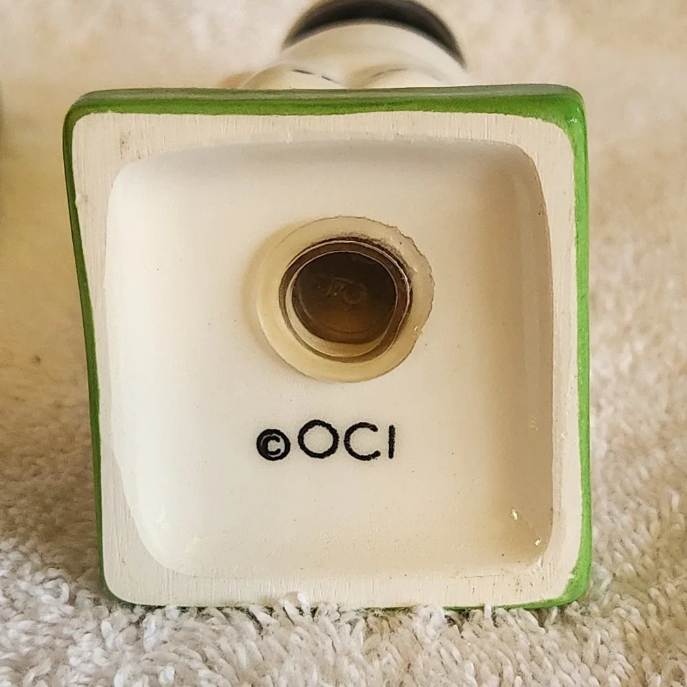 Vintage OCI Omnibus Ceramic Tennis Player and Ball Salt and Pepper Shaker Set